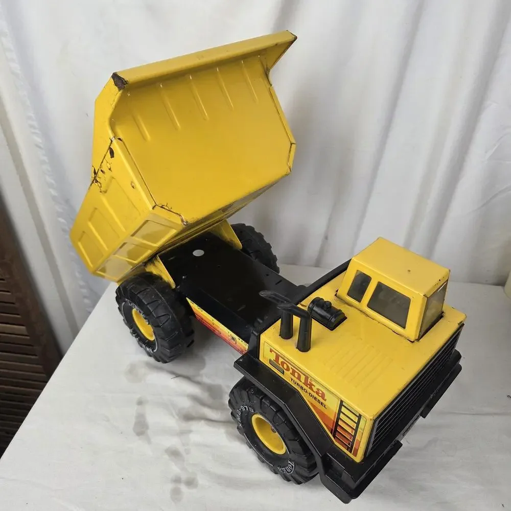 Vintage Big Tonka Dump Truck Turbo Diesel XMB-975 Toy Vehicle 1980s Yellow